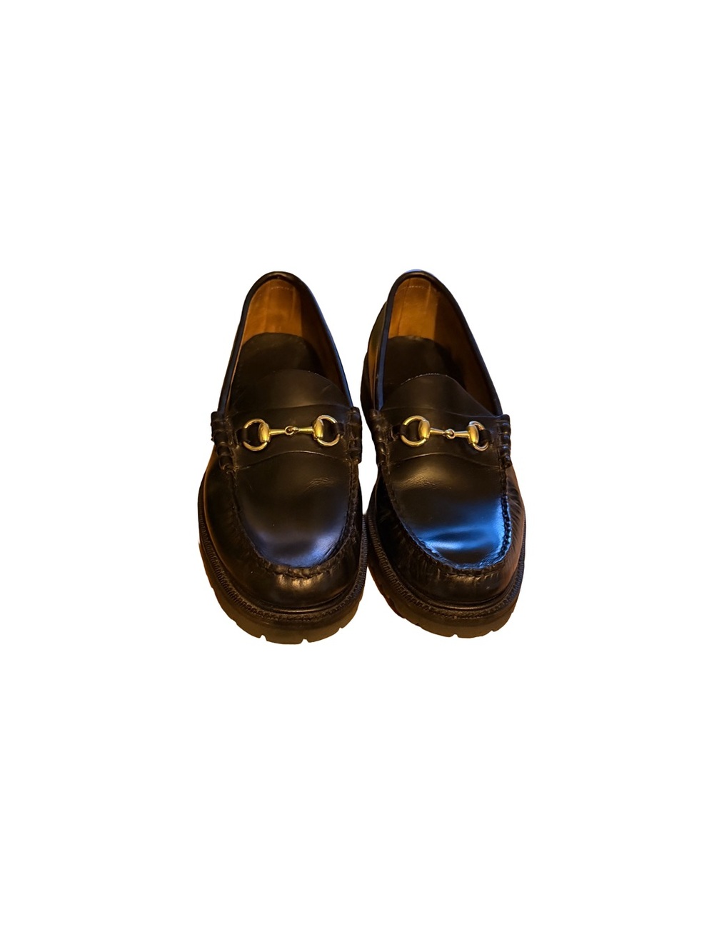 G.H. Bass & Co. Black Leather Bit Loafers with Gold Hardware